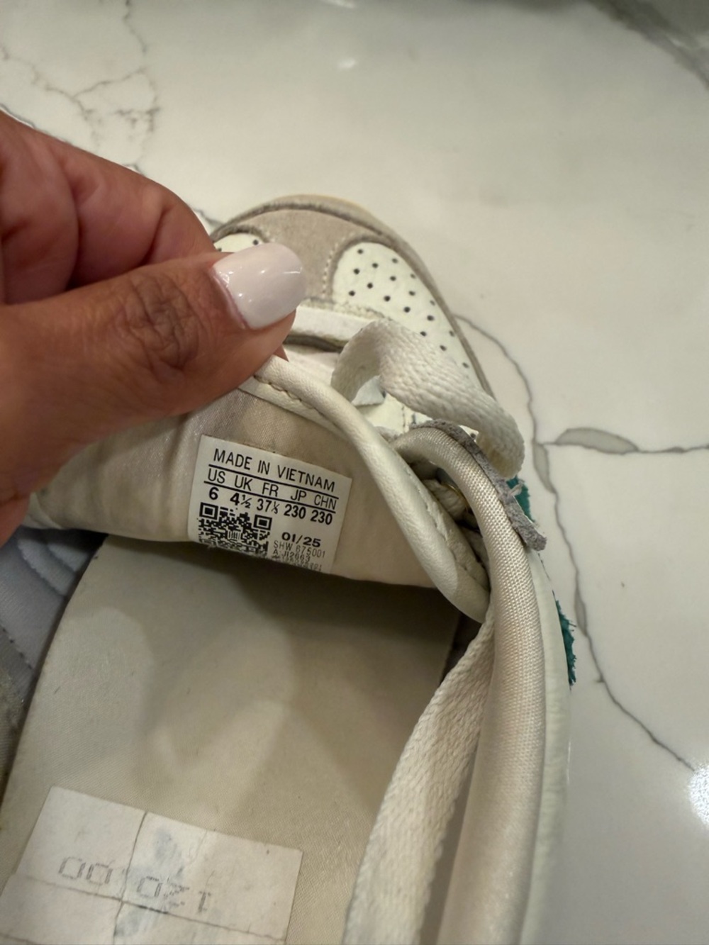 adidas Japan Leather Sneakers in White and Green with Gum Sole - Picture 6 of 6
